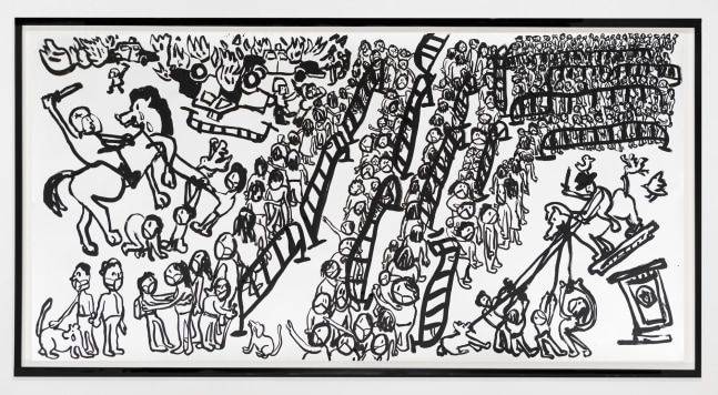 Paul Chan

Kurieren (or to cure / to heal), 2020
Ink on paper
Paper: 50 5/8 x 98 3/4 inches (128.6 x 250.8 cm)
Frame: 54 5/8 x 102 3/4 x 2 7/8 inches (138.7 x 261 x 7.3 cm)