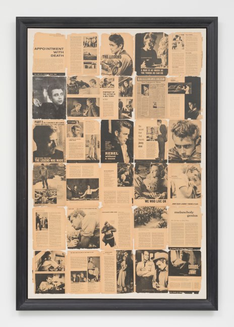 Jack Pierson
Self Portrait (James Dean)
1993
Magazine pages mounted on canvas
Framed Dimensions:
72 1/2 x 50 x 3 1/4 inches (184.2 x 127 x 8.3 cm)
Image Dimensions:
66 1/2 x 44 inches (168.9 x 111.8 cm)
$200,000