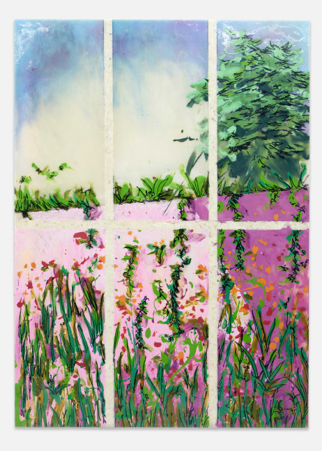 Kevin Beasley
Garden Window X
2023
Raw Virginia cotton, polyurethane resin, Sharpie transfer
49 1/2 x 35 7/8 x 1 1/2 inches (125.7 x 91.1 x 3.8 cm)