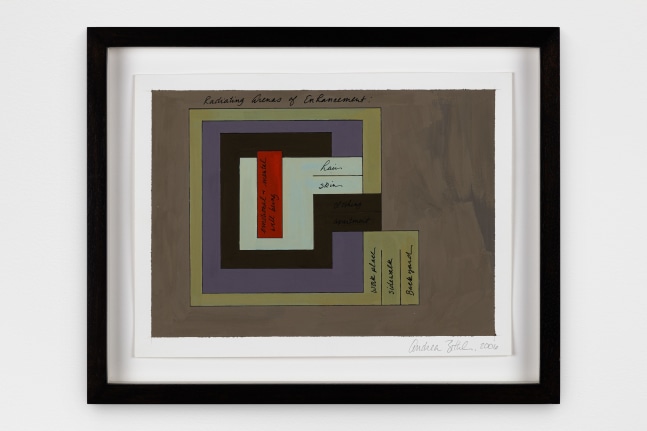 Study for Radiating Arenas of Enhancement
2006
Gouache on paper
Paper Dimensions:
9 x 12 inches (22.9 x 30.5 cm)

Framed Dimensions:
12 x 14 7/8 x 1 1/2 inches (30.5 x 37.8 x 3.8 cm)