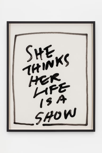 Jack Pierson
She Thinks Her Life is a Show
2020
Krink marker on paper
Framed Dimensions:
25 1/4 x 20 1/4 x 1 1/2 inches (64.1 x 51.4 x 3.8 cm)
Paper Dimensions:
24 x 19 inches (61 x 48.3 cm)
$6,000