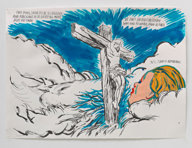 Raymond Pettibon
No Title (This man saiyd)
2015
Gouache, pen and ink on paper
22 1/4 x 30 1/4 inches (56.5 x 76.8 cm)