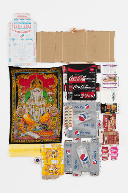 Jack Pierson
Ginger Ganesha
2021
Banker pins, cardboard, cloth, and paper
92 x 59 1/2 x 2 inches (233.7 x 151.1 x 5.1 cm)
$35,000