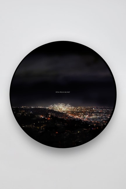 Doug Aitken
tell me why you stay away?: Aperture series
2020
Chromogenic transparency on acrylic in aluminum lightbox with LEDs
46 1/4 x 46 1/4 x 7 1/2 inches (117.5 x 117.5 x 19.1 cm)