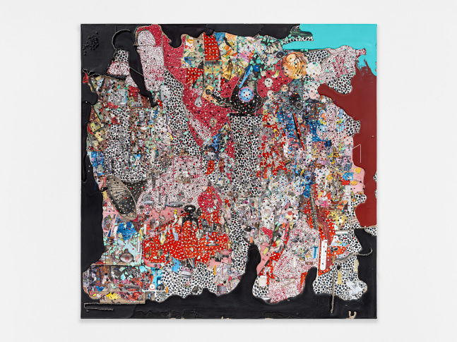 Elliott Hundley
14.5.24.2
2024
Encaustic, polymer clay, paper, pins, colored pencil, plastic, metal, wire, string, shells, linen and foam on panel
48 1/4 x 48 3/8 x 5 1/2 inches (122.6 x 122.9 x 14 cm)