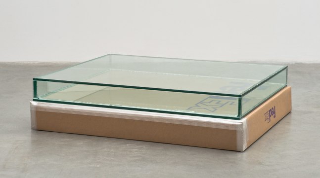 FedEx&amp;reg; Medium Framed Art Box 2011 FedEx 163095 REV 7/11, International Priority, Los Angeles&amp;ndash;Geneva trk#775101486139, April 30&amp;ndash;May 3, 2019, Priority Overnight, Geneva&amp;ndash;Winterthur trk#776185494170, September 10&amp;ndash;11, 2019
2019&amp;ndash;
Laminated glass, FedEx shipping box, accrued FedEx shipping and tracking labels
33 3/4 x 4 x 28 inches (85.7 x 10.2 x 71.1 cm)