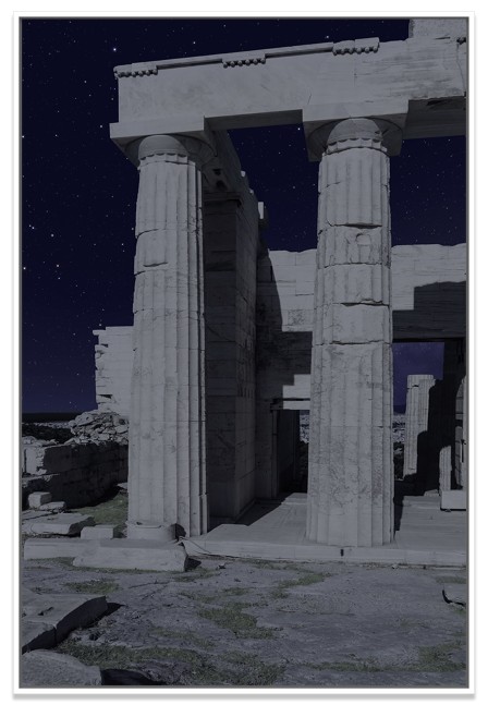Starry Night. Propylaia. South Pteron
2020
UV-curable ink on Dibond&amp;nbsp;
Image Dimensions:&amp;nbsp;50 1/2&amp;nbsp;x 33 5/8&amp;nbsp;inches (128.3 x 85.4 cm)
Framed Dimensions: 52 1/2 x 35 5/8 inches (133.4 x 90.5 cm)
Edition of 5 + 2AP