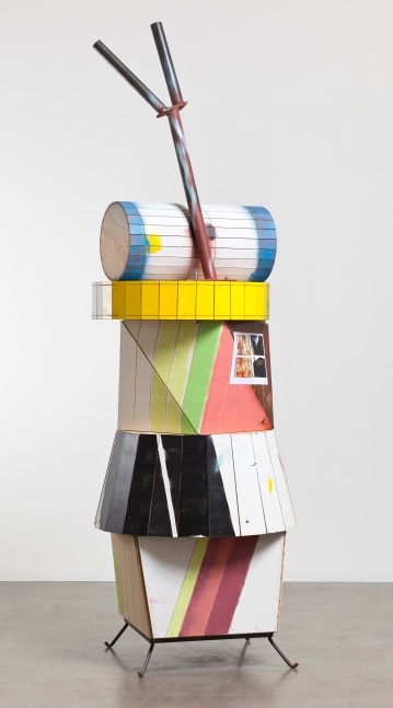 Manfred Pernice
Druschba
2010
Wood, metal, photocopy, paint, and lacquer&amp;nbsp;
106.3 x 35.43 x 35.43 inches (270 x 90 x 90 cm)

DOUBLE CLICK IMAGE FOR MORE VIEWS