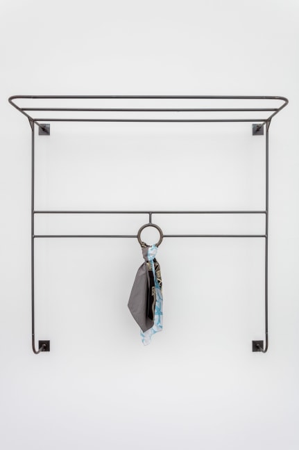 Theaster Gates
Fixture for Single Ascot
2019
Steel, 1970&amp;#39;s ascot pattern made from artist&amp;#39;s clothing, garments variable
50 3/4 x 50 1/8 x 18 1/4 inches (128.9 x 127.3 x 46.4 cm)
$250,000

DOUBLE CLICK IMAGE FOR MORE VIEWS