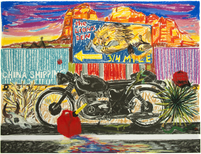 Erik Olson
Arizona, 2020
Oil pastel on copper plate etching
BFK Rives&amp;nbsp;cotton satin paper, 300 gsm
12.8 x 16.7 in (32.5 x 42.5 cm) Image size
16.9 x 20.9 in (43 x 53 cm) Paper size