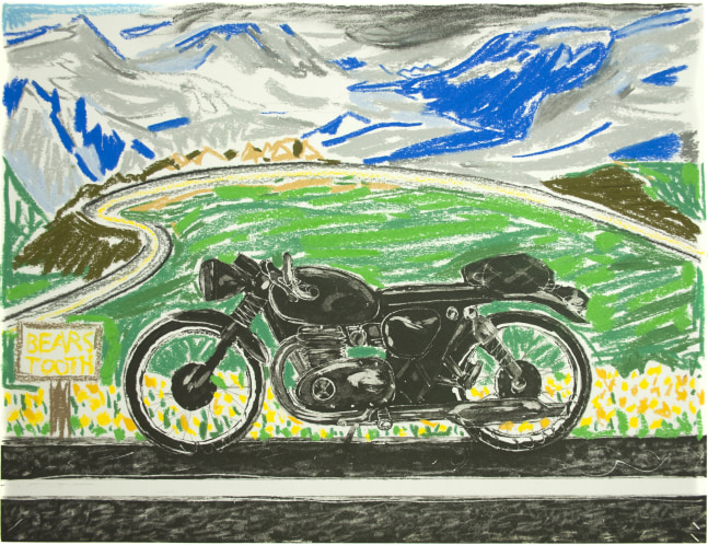 Erik Olson
Bear&amp;#39;s Tooth Pass, 2020
Oil pastel on copper plate etching
BFK Rives&amp;nbsp;cotton satin paper, 300 gsm
12.8 x 16.7 in (32.5 x 42.5 cm) Image Size
16.9 x 20.9 in (43 x 53 cm) Paper Size