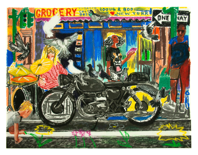 Erik Olson
New York, 2020
Oil pastel on copper plate etching
BFK Rives&amp;nbsp;cotton satin paper, 300 gsm
12.8 x 16.7 in (32.5 x 42.5 cm) Image Size
16.9 x 20.9 in (43 x 53 cm) Paper Size