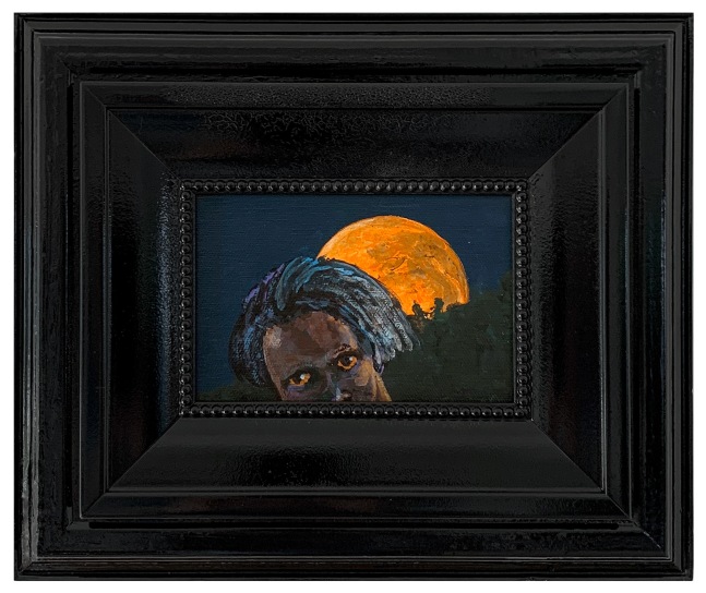 Jim Adams
Hades Rising, 2018
Acrylic on canvas, hand-painted artist frame
10.5 x 12.5 x 1.75 in. framed