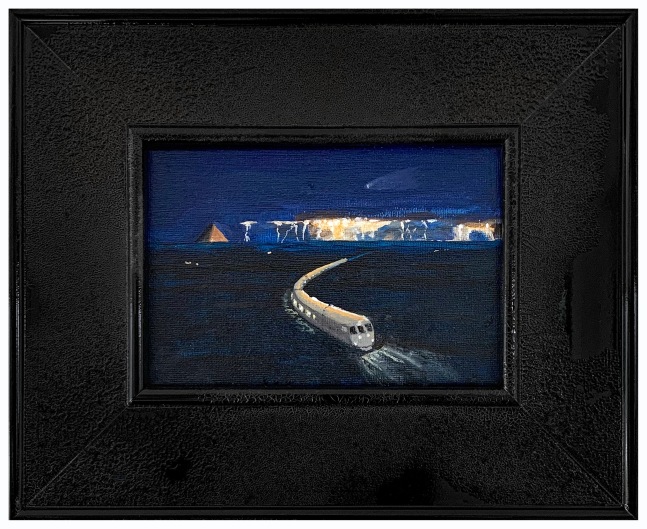 Jim Adams
Nubian Express (Hale/Bopp), 2019
Acrylic on canvas, hand-painted artist frame
9.75 x 11.75 x 1 in. framed