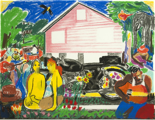 Erik Olson
Big Pink, 2020
Oil pastel on copper plate etching
BFK Rives&amp;nbsp;cotton satin paper, 300 gsm
12.8 x 16.7 in (32.5 x 42.5 cm) Image Size
16.9 x 20.9 in (43 x 53 cm) Paper Size