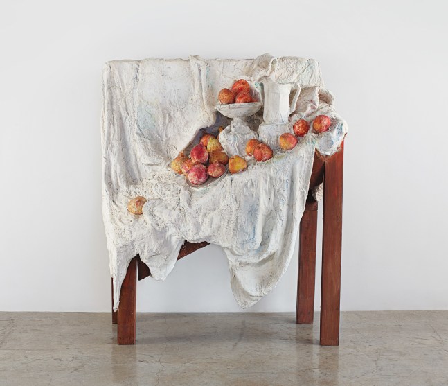 George Segal

C&amp;eacute;zanne Still Life #4, 1981

Painted plaster, wood and metal

57 x 48 x 24 in. (44.8 x 121.9 x 61 cm)