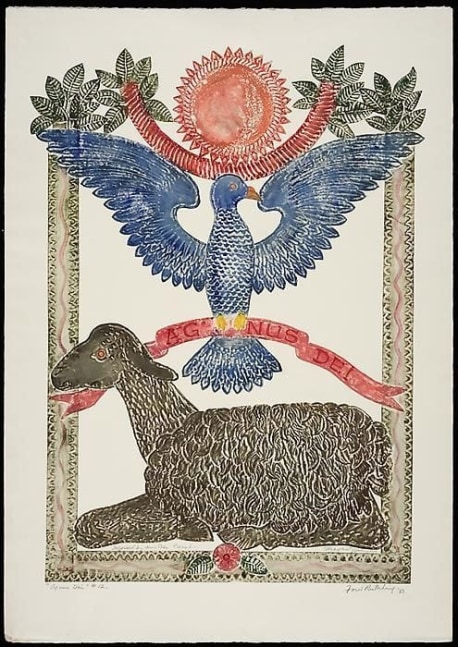 Agnus Dei, embossed painting, 40 x 30 inches