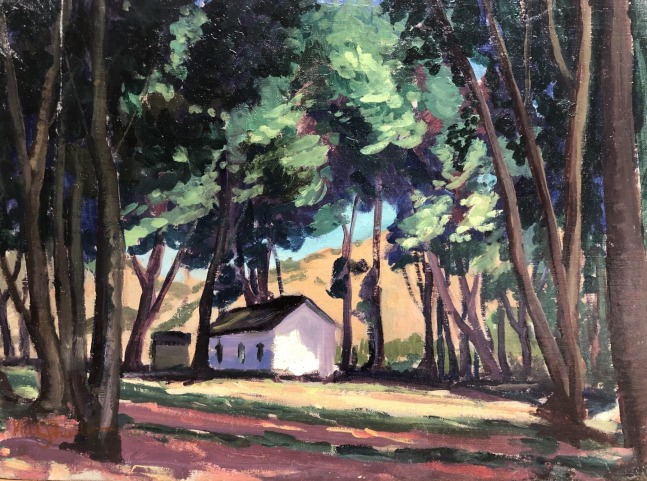 Houses in a Treed Landscape, oil on board, 12 x 16 inches, NP66-550