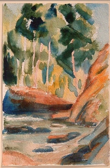 Hillside of Trees, watercolor on paper, 9-3/8 x 6-1/8 inches, NP50-19