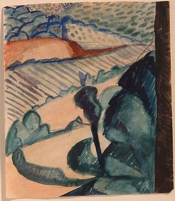 Landscape with Tree, watercolor and graphite on paper, 5-3/4 x 5 inches, NP50-30