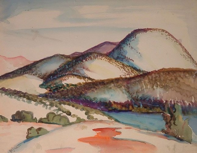 Landscape, watercolor on paper, 10-3/4 x 13-3/4 inches, NP66-29