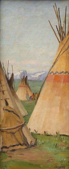 Blackfoot Afternoon, c. 1908, oil on canvas, 20 x 8 1/4 inches, OC117-3
