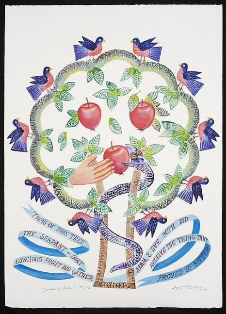 Garden of Eden, ed. no.&amp;nbsp;D-3, d. 1997, embossed painting, 40 x 30 inches, OC99