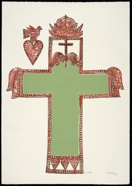 Cross, ed.&amp;nbsp;no. 20, d. 1982, embossed painting, 40 x 30 inches
