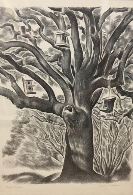 Bird Houses, lithograph, 15 x 11 inches, OC68-13