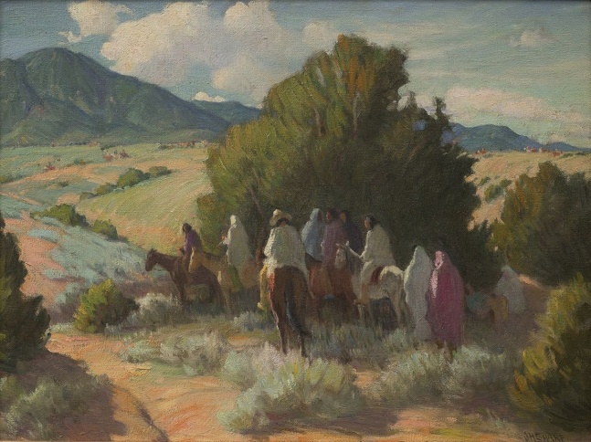 Rabbit Hunters, Taos Indians, oil on canvas, 18 x 24 inches, OC198-3