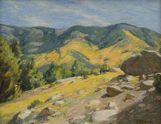 Sangre de Cristo Mountains (Twining Canyon), oil on canvas attached to Masonite, 11 7/8 x 15 1/4 inches, OC326-1