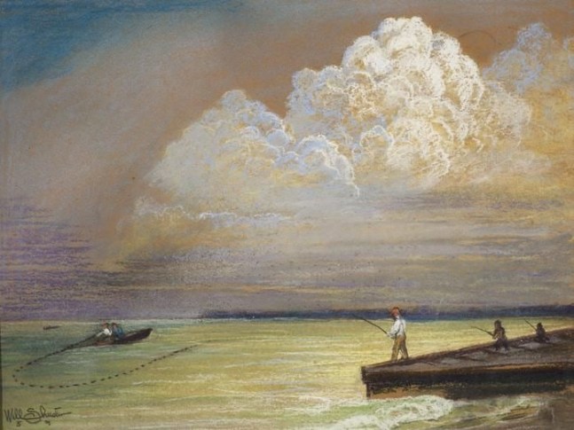 Seining for Bait, Treasure Island &amp;ndash; Florida, d. 1959, pastel on paper, 10 3/8 x 13 7/8 inches, NP66-569