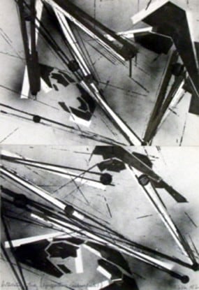 Untitled (Installation study - two perspectives combined into one), 1982