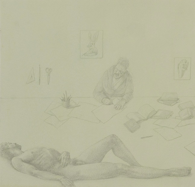 A drawing titled 'The Artist and His Subject'