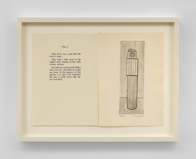 Louise Bourgeois, Plate 1&amp;nbsp;from the illustrated book&amp;nbsp;He Disappeared into Complete Silence,&amp;nbsp;1947.&amp;nbsp;Engraving&amp;nbsp;and drypoint on smooth wove paper,&amp;nbsp;10 x 14 inches, spread. &amp;copy; The Easton Foundation / VAGA at Artists Rights Society (ARS), NY.