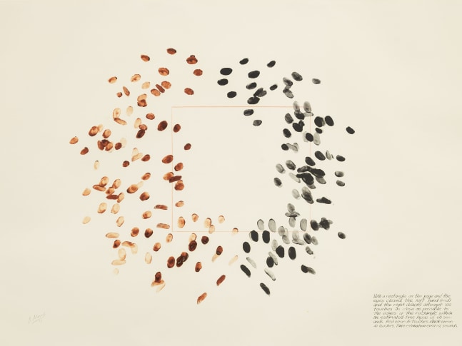 Robert Morris (1931-2018)
Blind Time I, 1973
Powdered pigment in plate oil on paper
26 x 40 inches
Signed and dated lower left recto: R. Morris 73