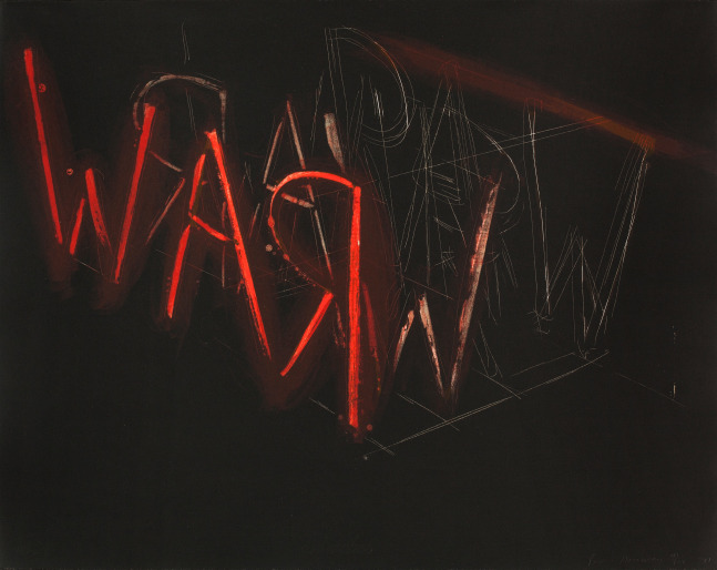 Bruce Nauman (b. 1941)
Raw-War, 1971
Lithograph
22 1/4 x 28 1/4 inches
Edition of 100
Signed, dated, and numbered lower right recto: Bruce Nauman 71

&amp;nbsp;