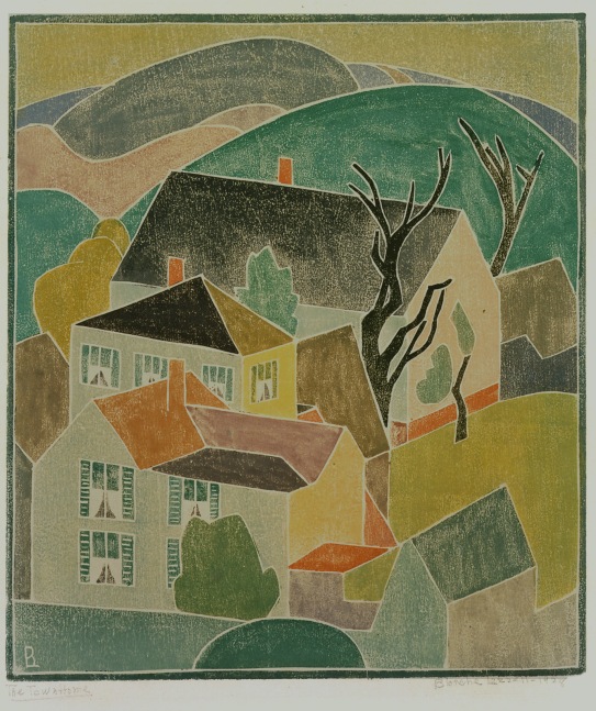 Blanche Lazzell
The Town Home, 1928
White-line color woodcut
14 7/8 x 12 7/8 inches