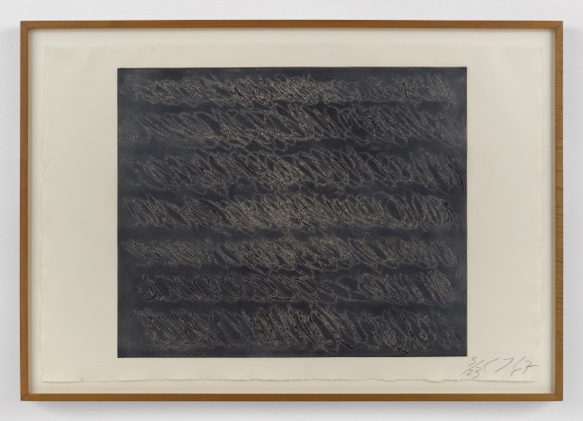 Cy Twombly&amp;nbsp;

Untitled II, 1967

Intaglio in one color with etching, open-bite with aquatint (one plate) on White J. Green hand-made paper, embossed with printer&amp;#39;s dry stamp

23 1/2 x 28 3/8 inches, image

27 1/2 x 40 3/4 inches, sheet

Edition of 23

Bastian 11; Sparks 3