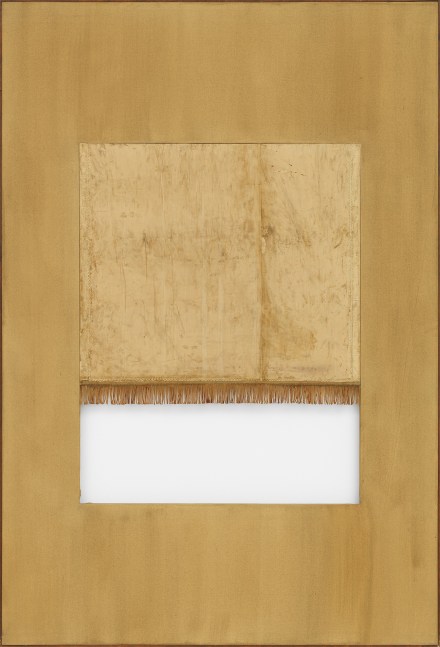 Robert Moskowitz (b. 1935)
Untitled, 1962
Rabbit-skin glue, pure pigment, and collage on canvas (two panels)
80 x 54 inches