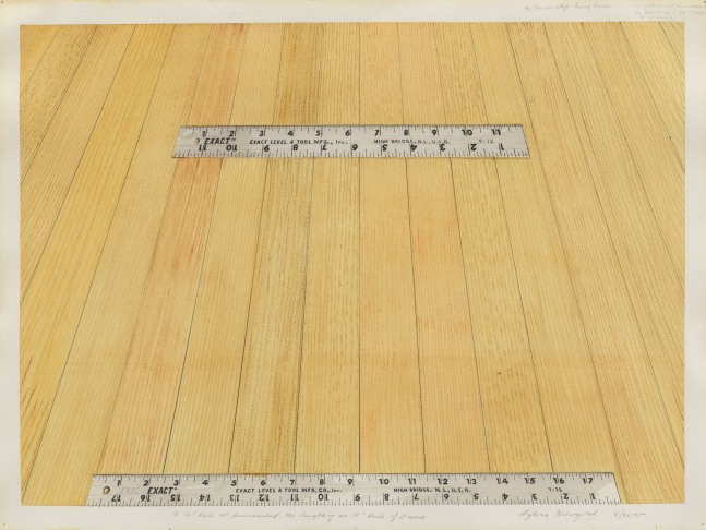 Sylvia Plimack Mangold
A 12&amp;quot; Rule not diminished, the length of an 18&amp;quot; Rule if it were, 1975
Pencil and watercolor on paper
18 x 24 inches