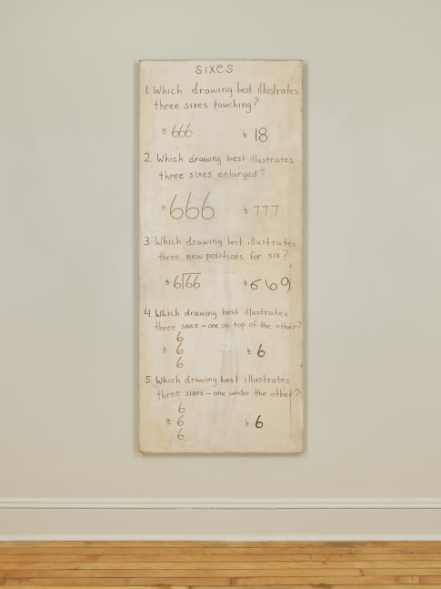 Jonathan Borofsky
Sixes, 1967
Ink on canvas
72 x 30 inches

Installation view