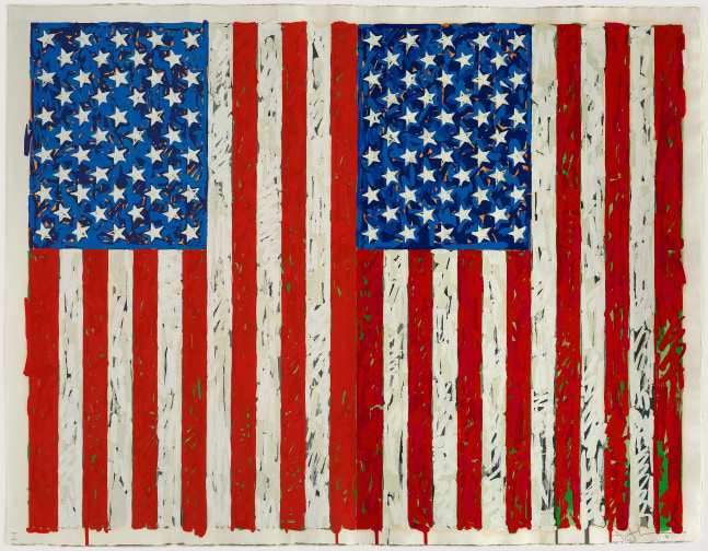 Jasper Johns (b. 1930)
Flags I, 1973
Silk-screen: thirty-one screens on J.B. Green paper
27 1/2 x 35 inches, sheet
Edition of 65
Signed, dated, and numbered lower recto: I J. Johns &amp;rsquo;73