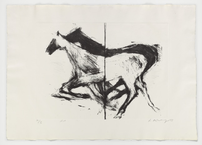 Susan Rothenberg (1945-2020)
Untitled, 1977
Lithograph on Cotman handmade watercolor paper
15 1/2 x 21 5/8 inches, image
22 1/8 x 30 3/4 inches, sheet
AP, aside from the edition of 14
Signed, dated, and numbered lower recto: S. Rothenberg 77