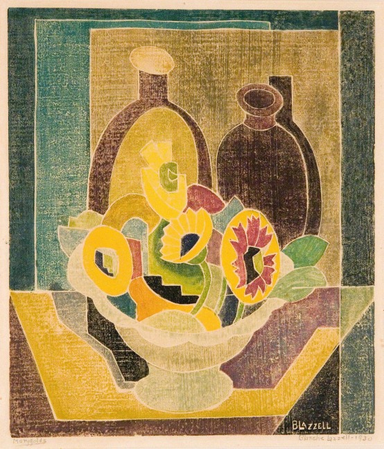 Blanche Lazzell&amp;nbsp;
Marygolds, 1930
White-line color woodcut
13 7/8 x 11 7/8 inches