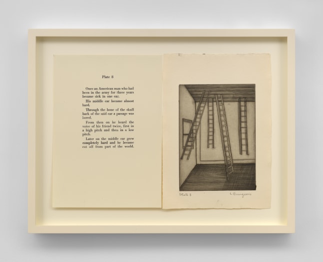 Louise Bourgeois,&amp;nbsp;Plate 8&amp;nbsp;from the illustrated book&amp;nbsp;He Disappeared into Complete Silence,&amp;nbsp;1947.&amp;nbsp;Engraving on smooth wove paper,&amp;nbsp;10 x 14 inches, spread. &amp;copy; The Easton Foundation / VAGA at Artists Rights Society (ARS), NY.