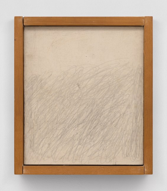 Cy Twombly&amp;nbsp;

Untitled, Lexington, Virginia, 1956

Graphite on muslin, mounted plywood panel with wooden stripping

9 7/8 x 8 5/8 x 2 1/2 inches, box