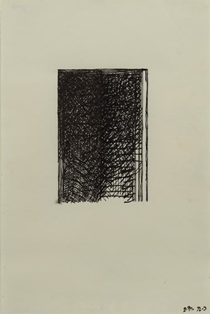 Brice Marden&amp;nbsp;

Untitled (Suicide Note), 1972-73&amp;nbsp;

Ink on paper&amp;nbsp;

11 3/4 x 7 3/4 inches&amp;nbsp;

Private Collection