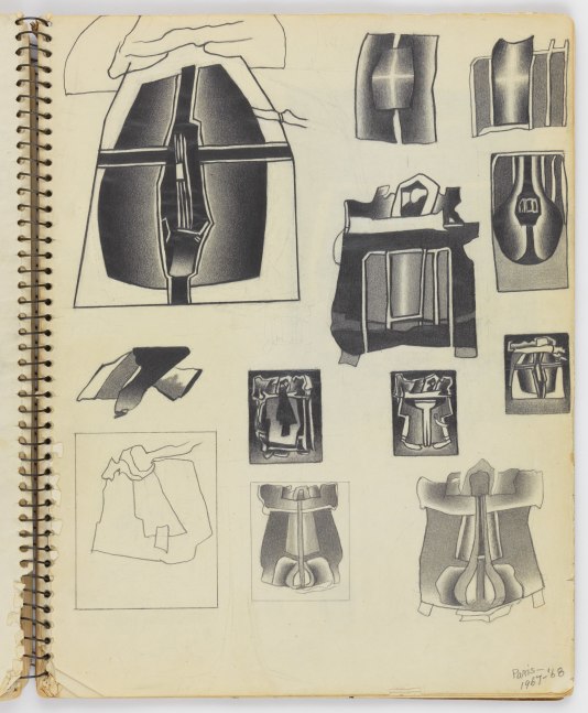 Untitled Sketchbook, c. 1965
Graphite and red crayon on paper
14 x 11 inches (spread, 14 x 22 inches)