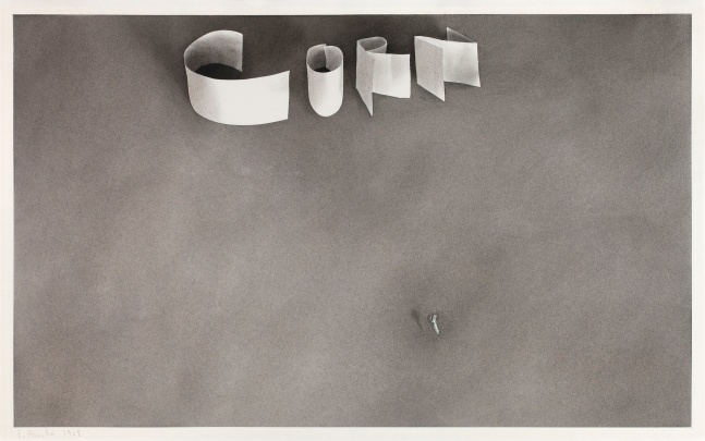 Edward Ruscha (b. 1937)
Corn with Screw, 1968
Gunpowder on paper
13 1/2 x 21 7/8 inches
Signed and dated lower left recto: E. Ruscha 1968